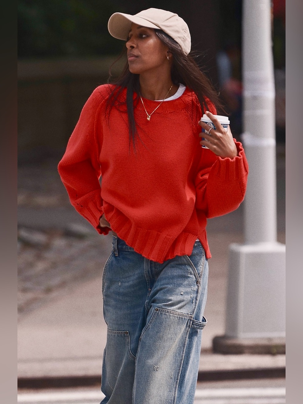 NWT J. Crew Red Rive Crewneck in Cotton, Size Medium